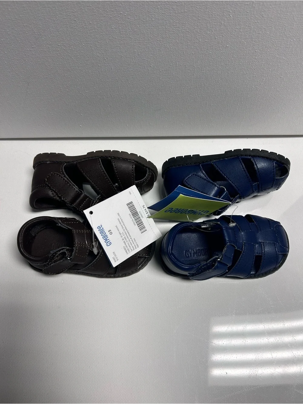 2 Pairs Gymboree Fisherman Navy Blue and Dark Brown Kids Sandals 3T